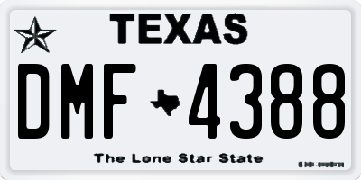 TX license plate DMF4388