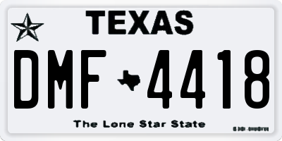 TX license plate DMF4418