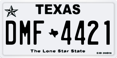 TX license plate DMF4421