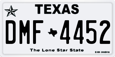 TX license plate DMF4452