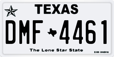 TX license plate DMF4461