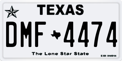 TX license plate DMF4474