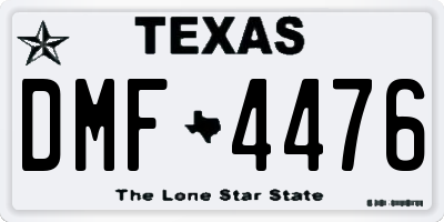 TX license plate DMF4476