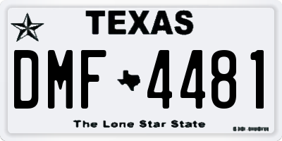 TX license plate DMF4481