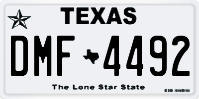 TX license plate DMF4492