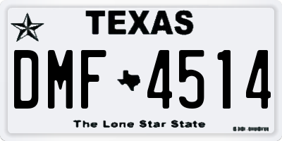 TX license plate DMF4514