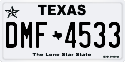 TX license plate DMF4533