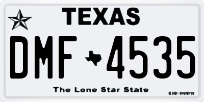 TX license plate DMF4535