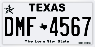 TX license plate DMF4567