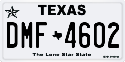 TX license plate DMF4602