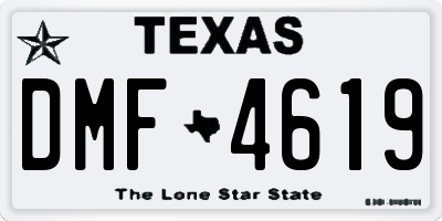 TX license plate DMF4619