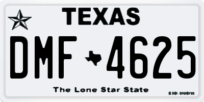 TX license plate DMF4625