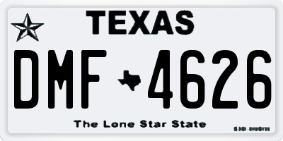 TX license plate DMF4626