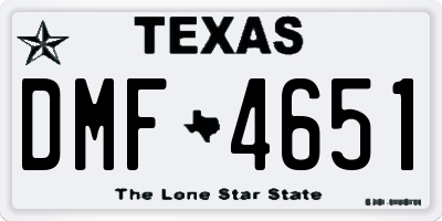 TX license plate DMF4651