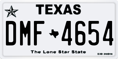 TX license plate DMF4654