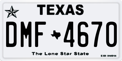 TX license plate DMF4670