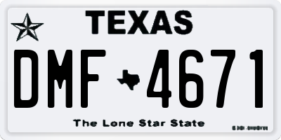 TX license plate DMF4671