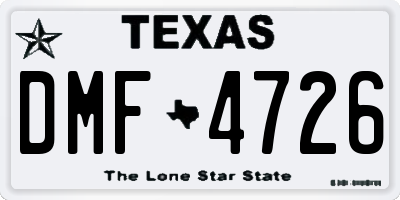 TX license plate DMF4726