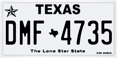 TX license plate DMF4735