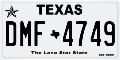 TX license plate DMF4749