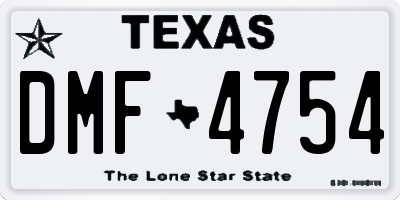 TX license plate DMF4754