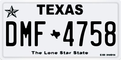 TX license plate DMF4758