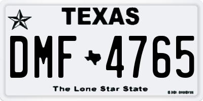 TX license plate DMF4765