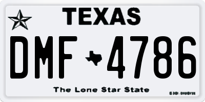 TX license plate DMF4786