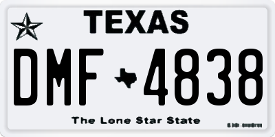 TX license plate DMF4838