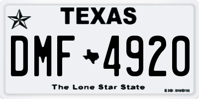 TX license plate DMF4920
