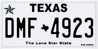 TX license plate DMF4923