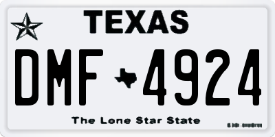 TX license plate DMF4924