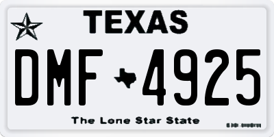TX license plate DMF4925