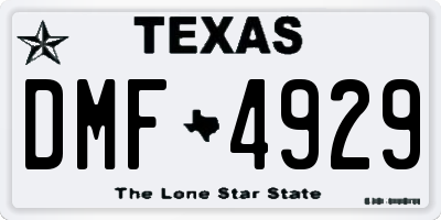 TX license plate DMF4929