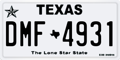 TX license plate DMF4931