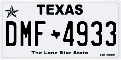 TX license plate DMF4933