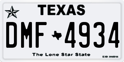 TX license plate DMF4934