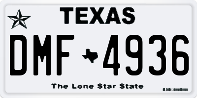 TX license plate DMF4936