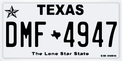 TX license plate DMF4947