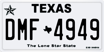 TX license plate DMF4949