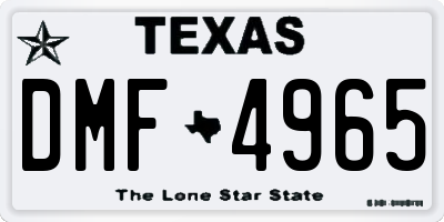 TX license plate DMF4965