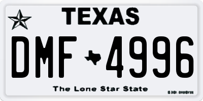 TX license plate DMF4996