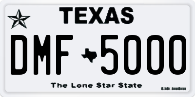 TX license plate DMF5000