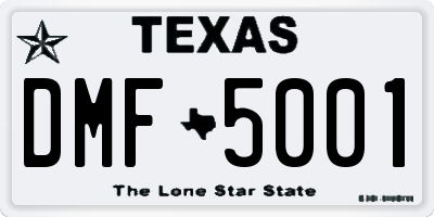 TX license plate DMF5001