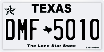 TX license plate DMF5010