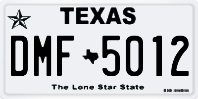 TX license plate DMF5012