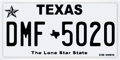 TX license plate DMF5020