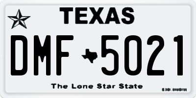 TX license plate DMF5021