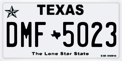 TX license plate DMF5023
