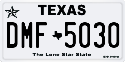TX license plate DMF5030